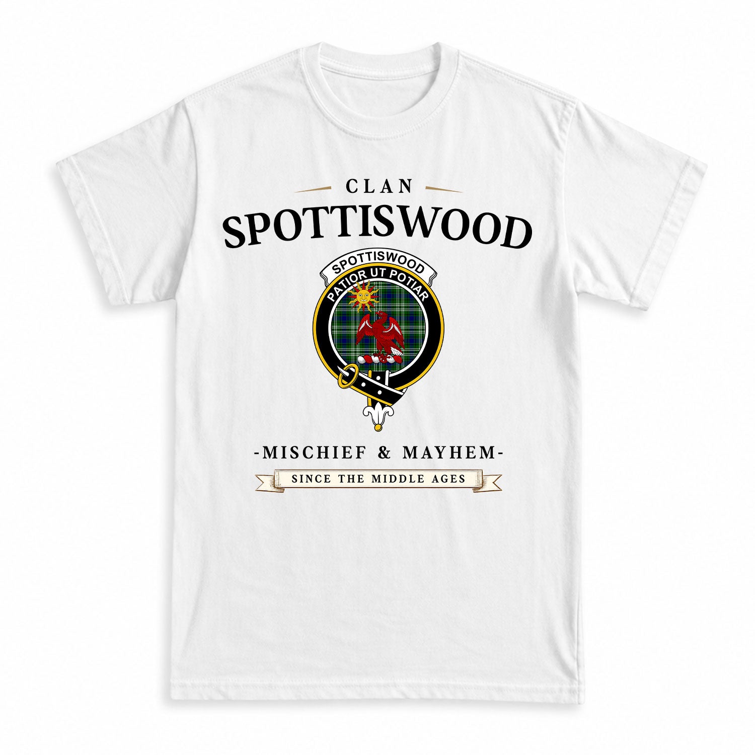 Spottiswood Tartan Crest Mischief and Mayhem T-shirt