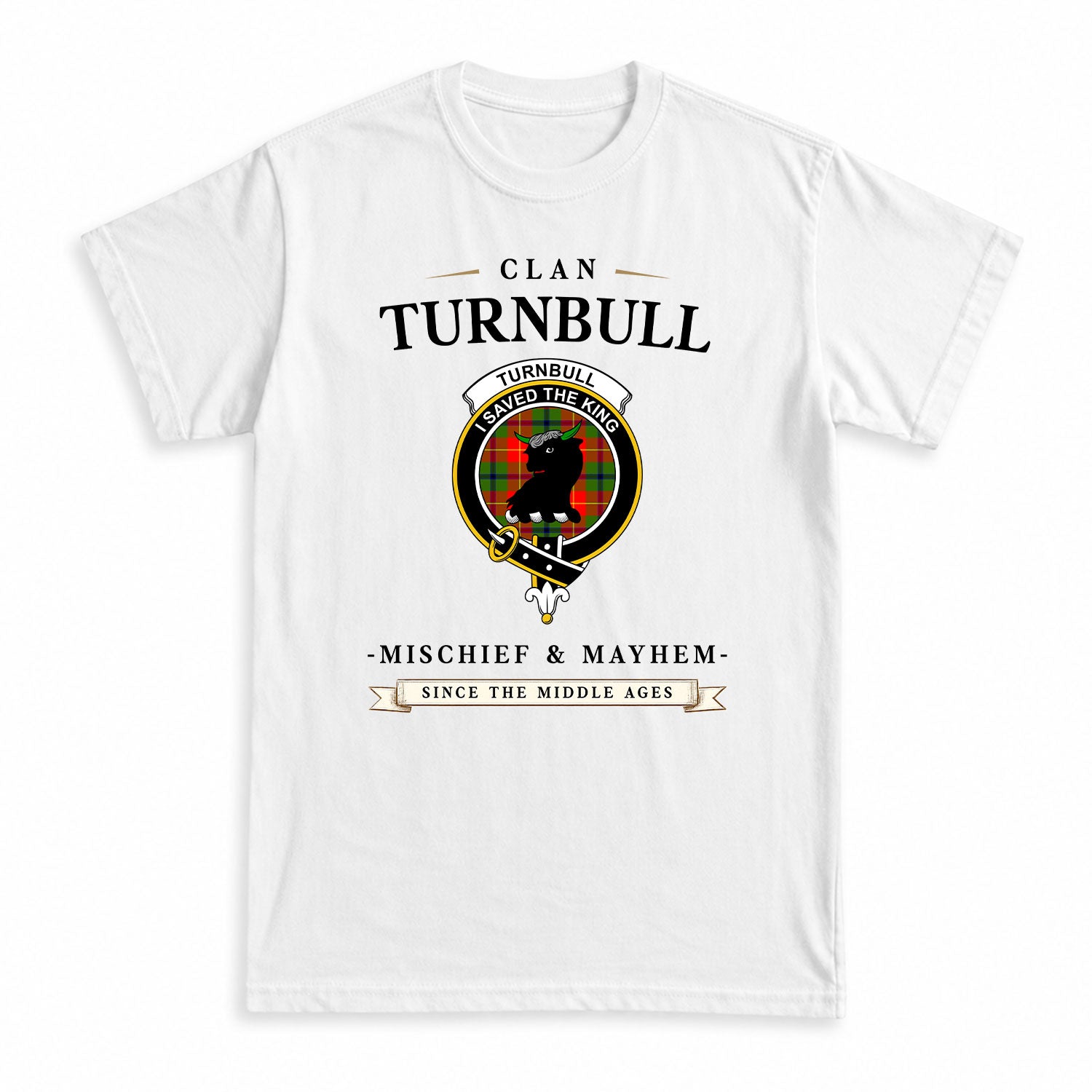 Turnbull Dress Tartan Crest Mischief and Mayhem T-shirt