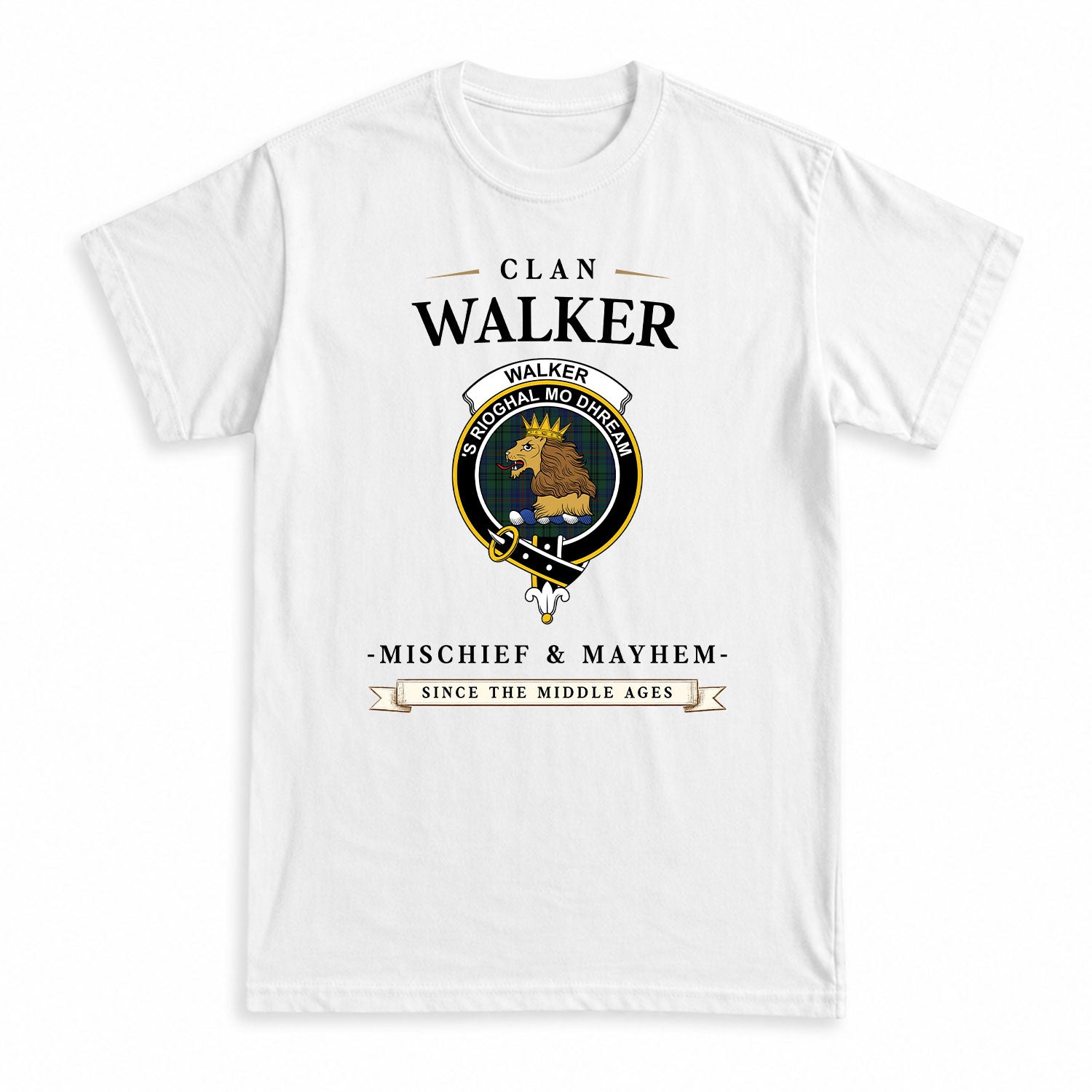 Walker Hunting Tartan Crest Mischief and Mayhem T-shirt