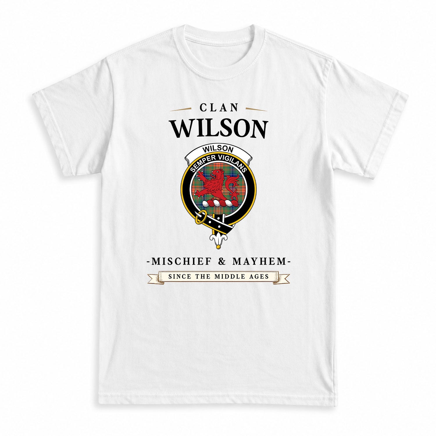 Wilson Ancient Tartan Crest Mischief and Mayhem T-shirt
