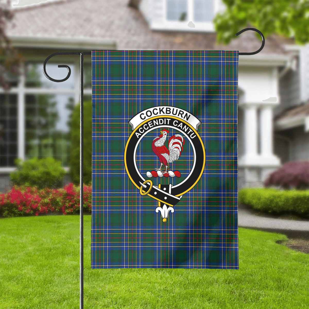 Cockburn Ancient Tartan Crest Garden Flag
