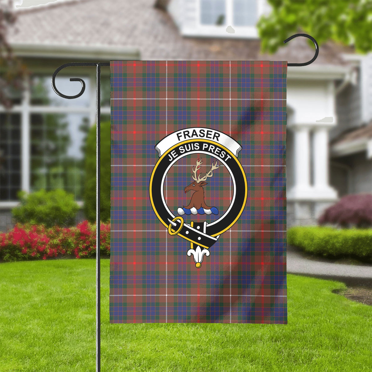 Fraser (of Lovat) Hunting Modern Tartan Crest Garden Flag