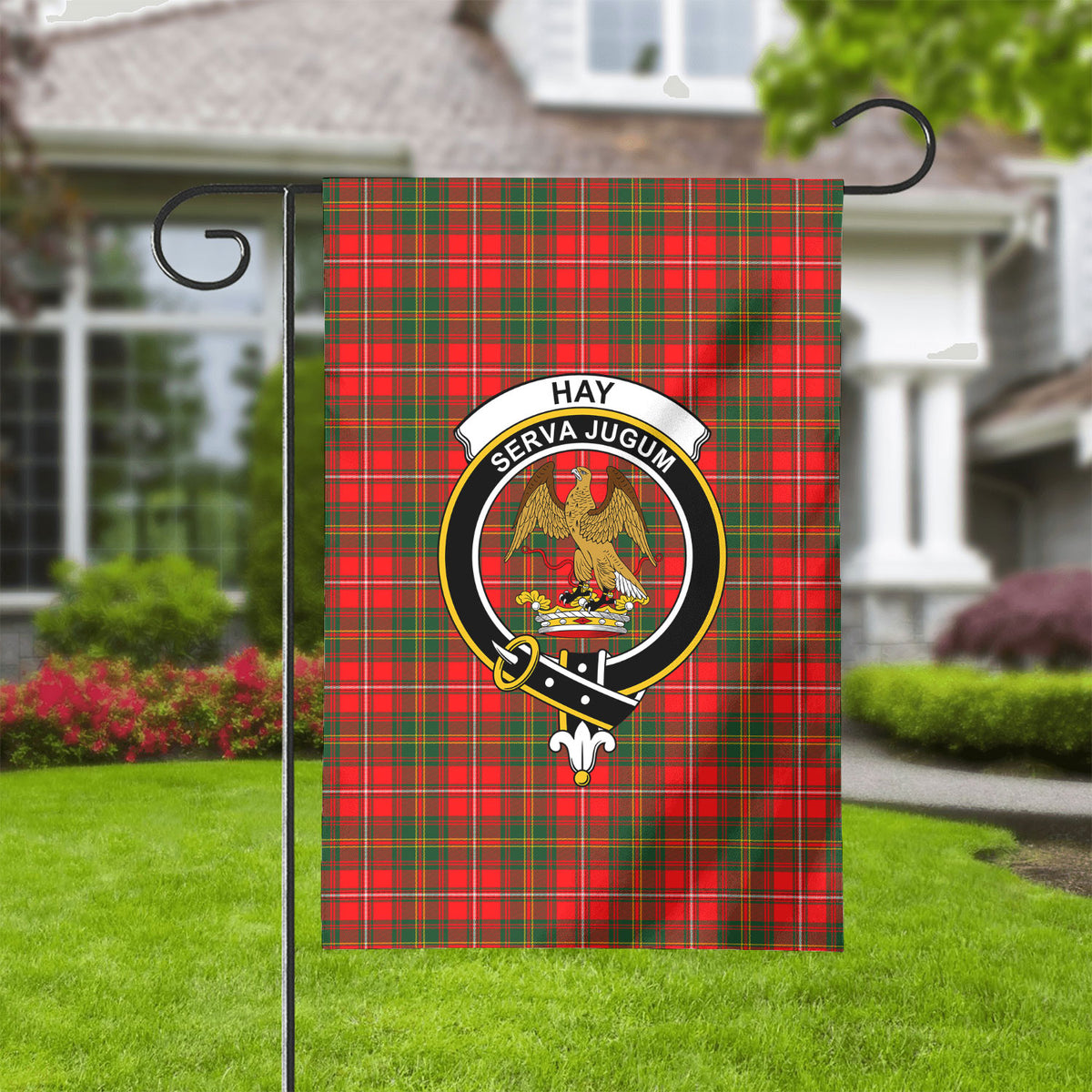Hay Modern Tartan Crest Garden Flag