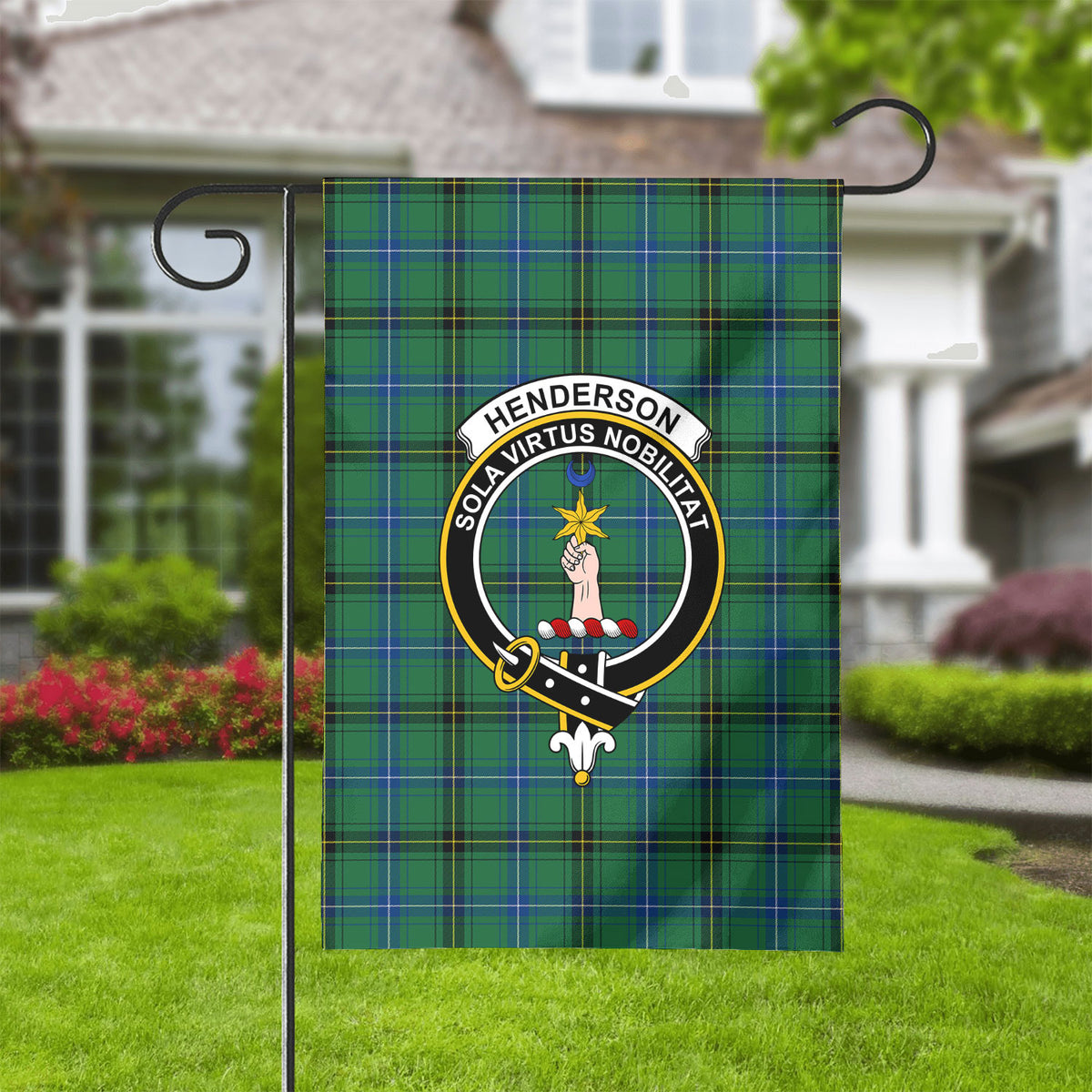 Henderson Ancient Tartan Crest Garden Flag