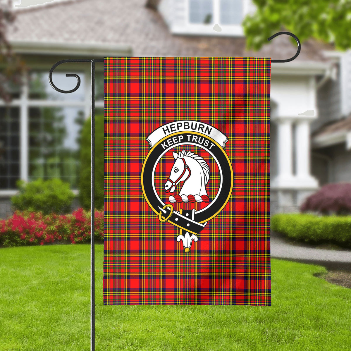 Hepburn Tartan Crest Garden Flag