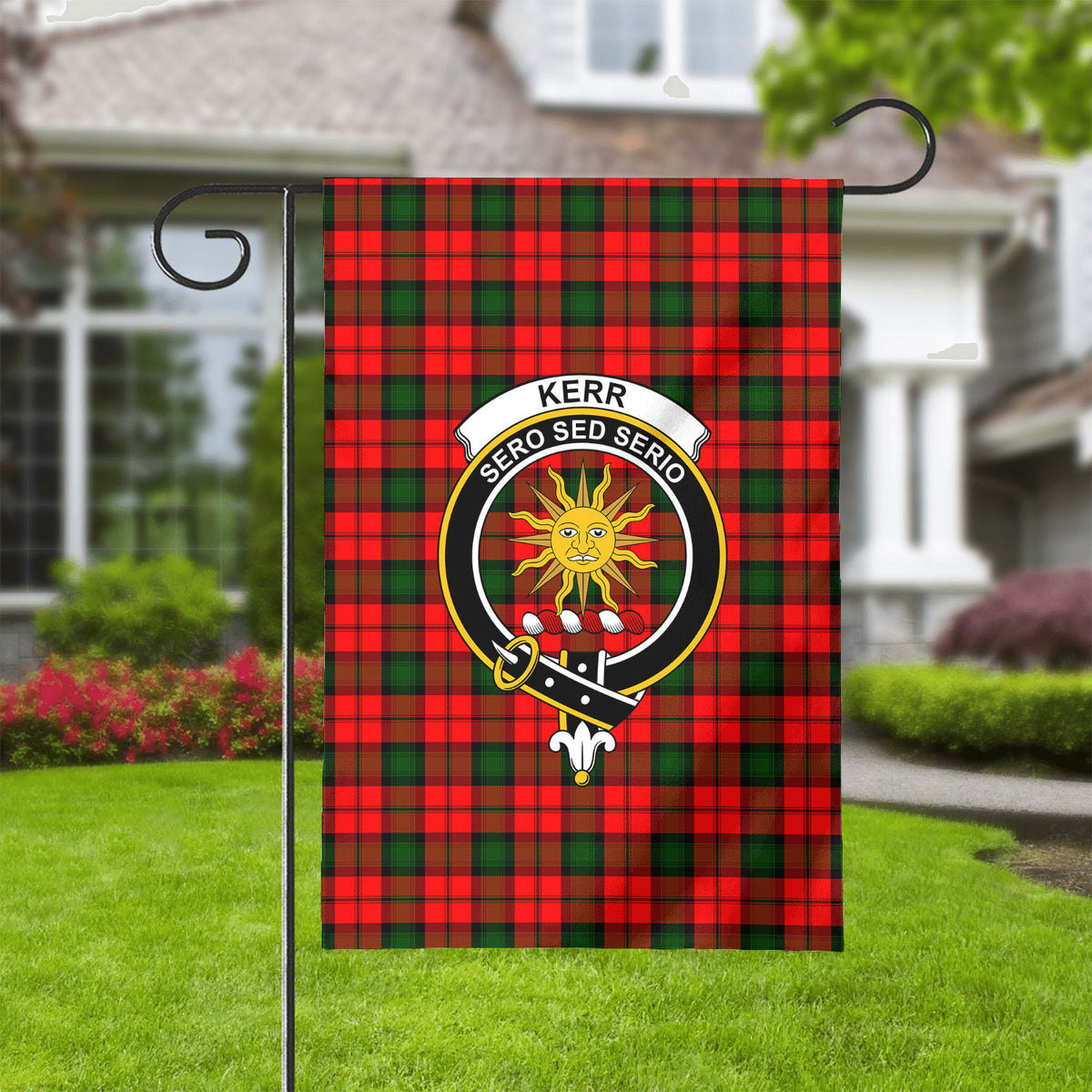 Kerr Modern Tartan Crest Garden Flag