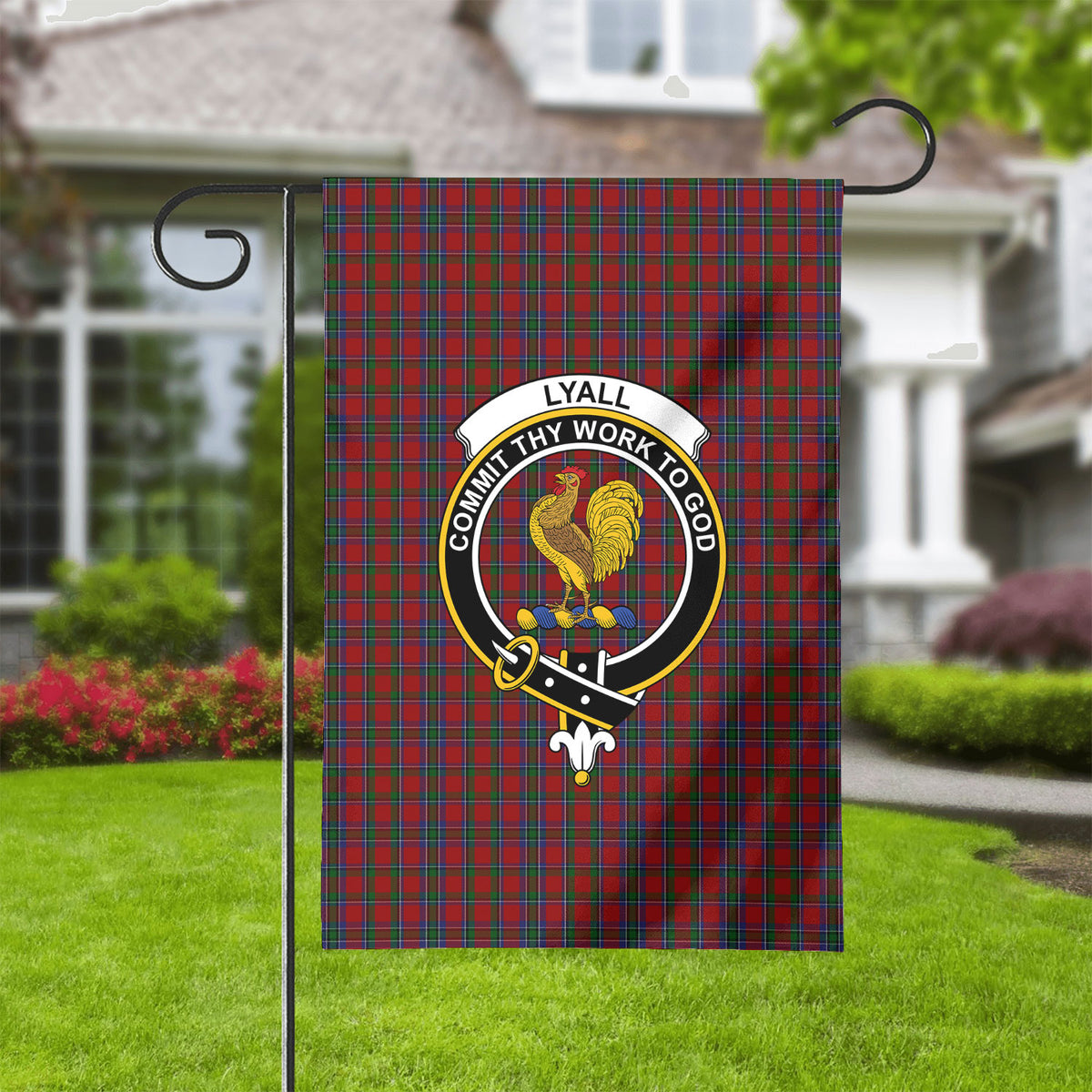 Lyall Tartan Crest Garden Flag
