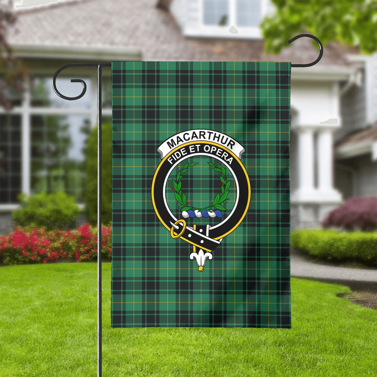 MacArthur Ancient Tartan Crest Garden Flag