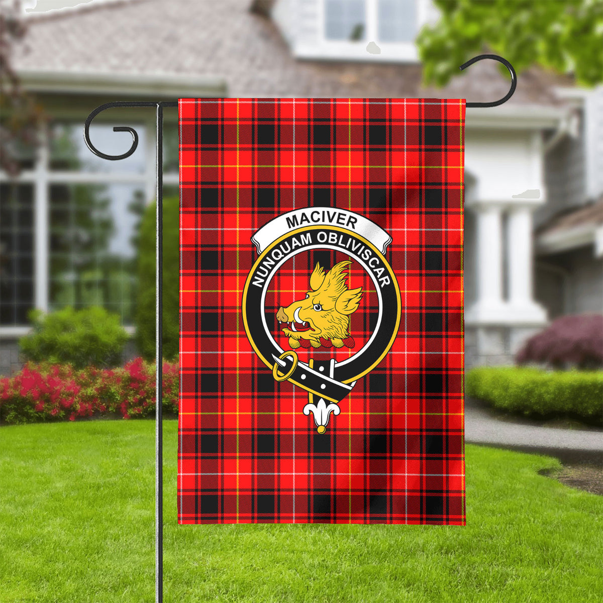 MacIver Modern Tartan Crest Garden Flag