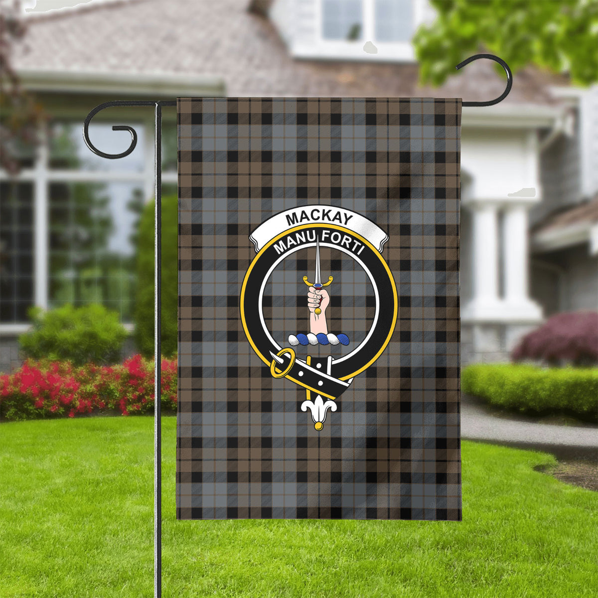 MacKay Weathered Tartan Crest Garden Flag
