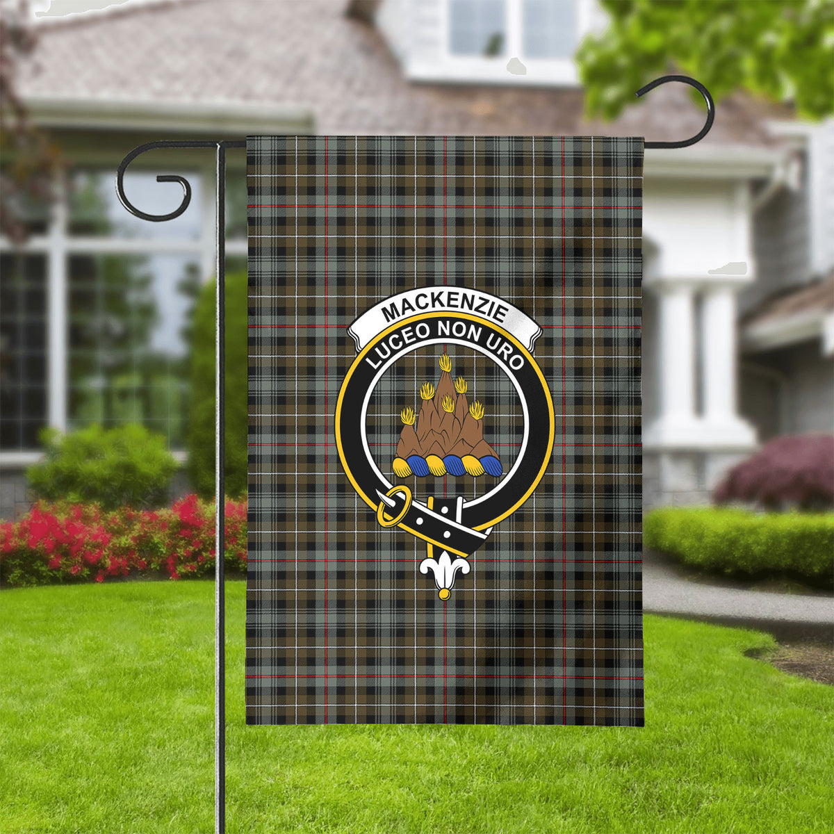 MacKenzie Weathered Tartan Crest Garden Flag