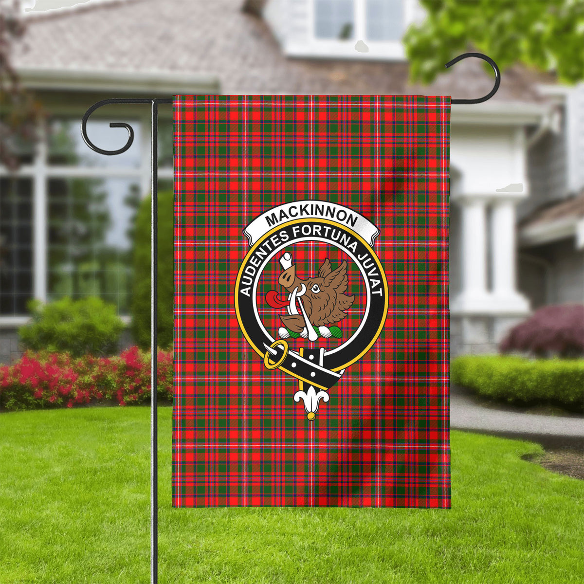 MacKinnon Modern Tartan Crest Garden Flag