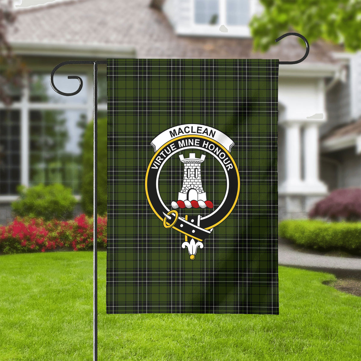 MacLean Hunting Tartan Crest Garden Flag