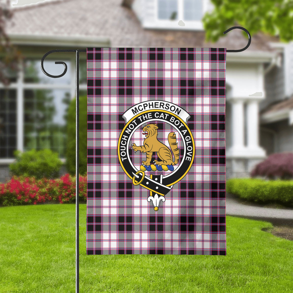 McPherson Hunting Modern Tartan Crest Garden Flag