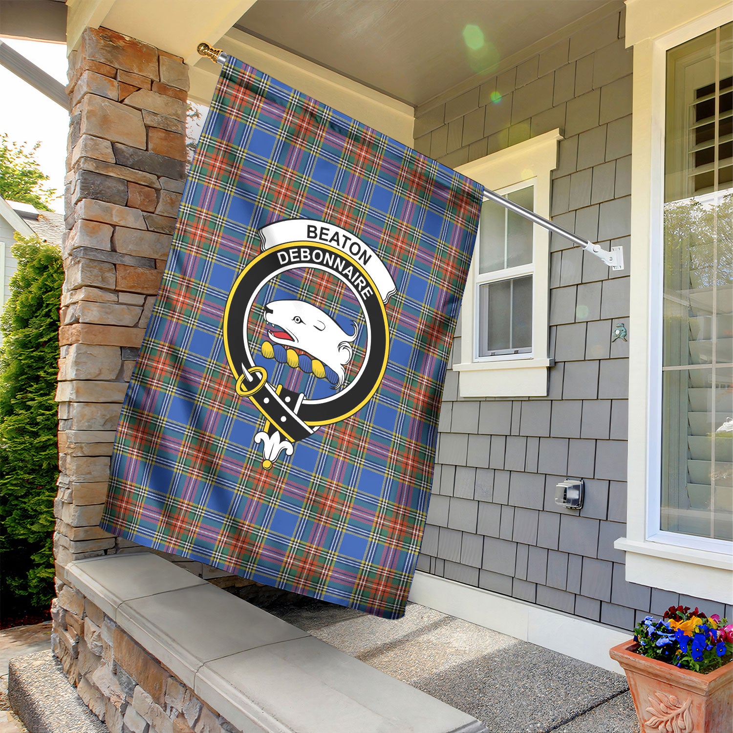 Beaton Ancient Tartan Crest Garden Flag
