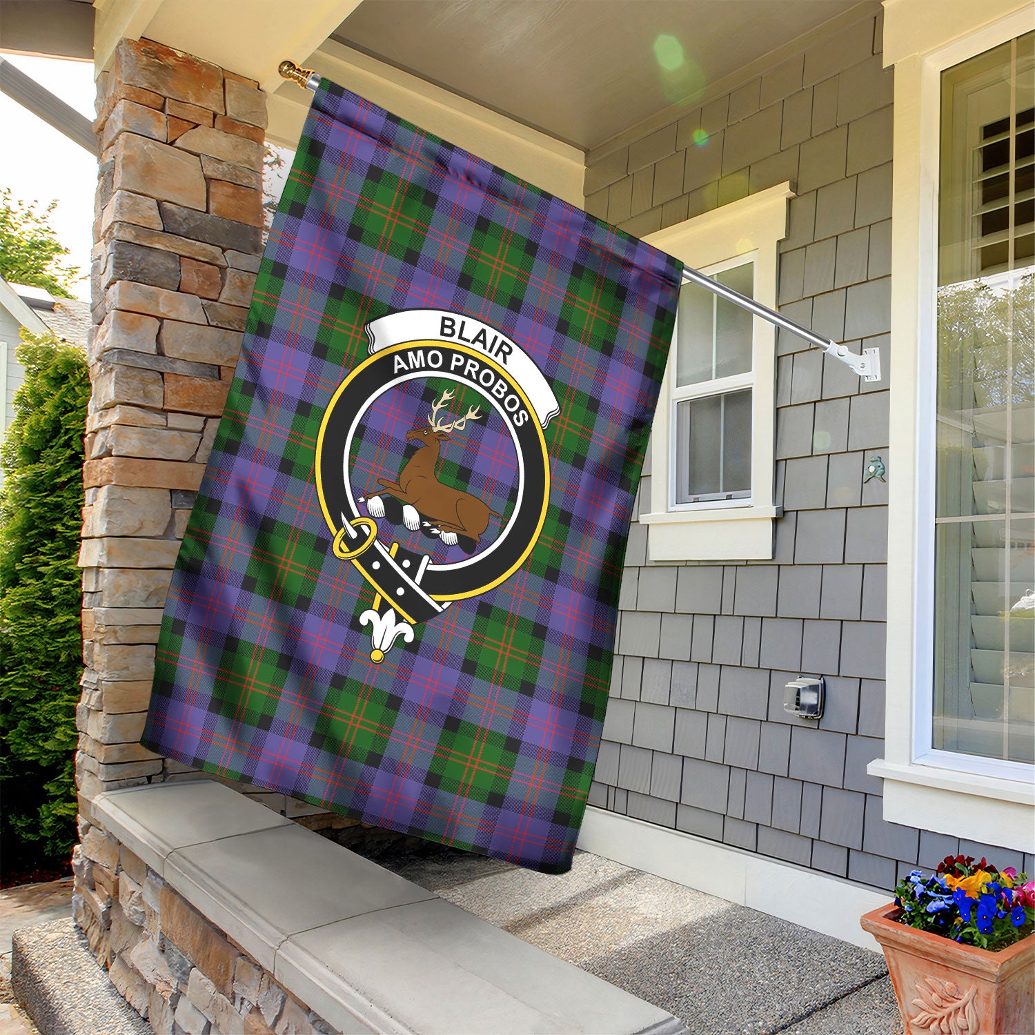 Blair Modern Tartan Crest Garden Flag