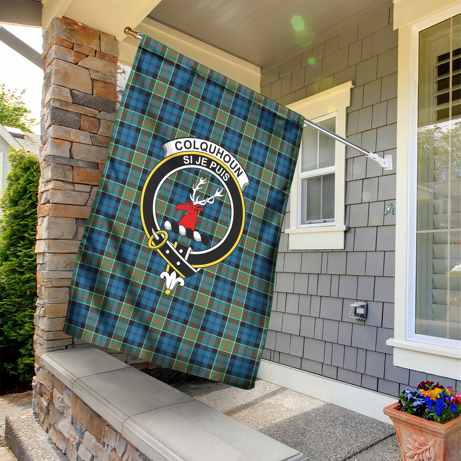 Colquhoun Ancient Tartan Crest Garden Flag