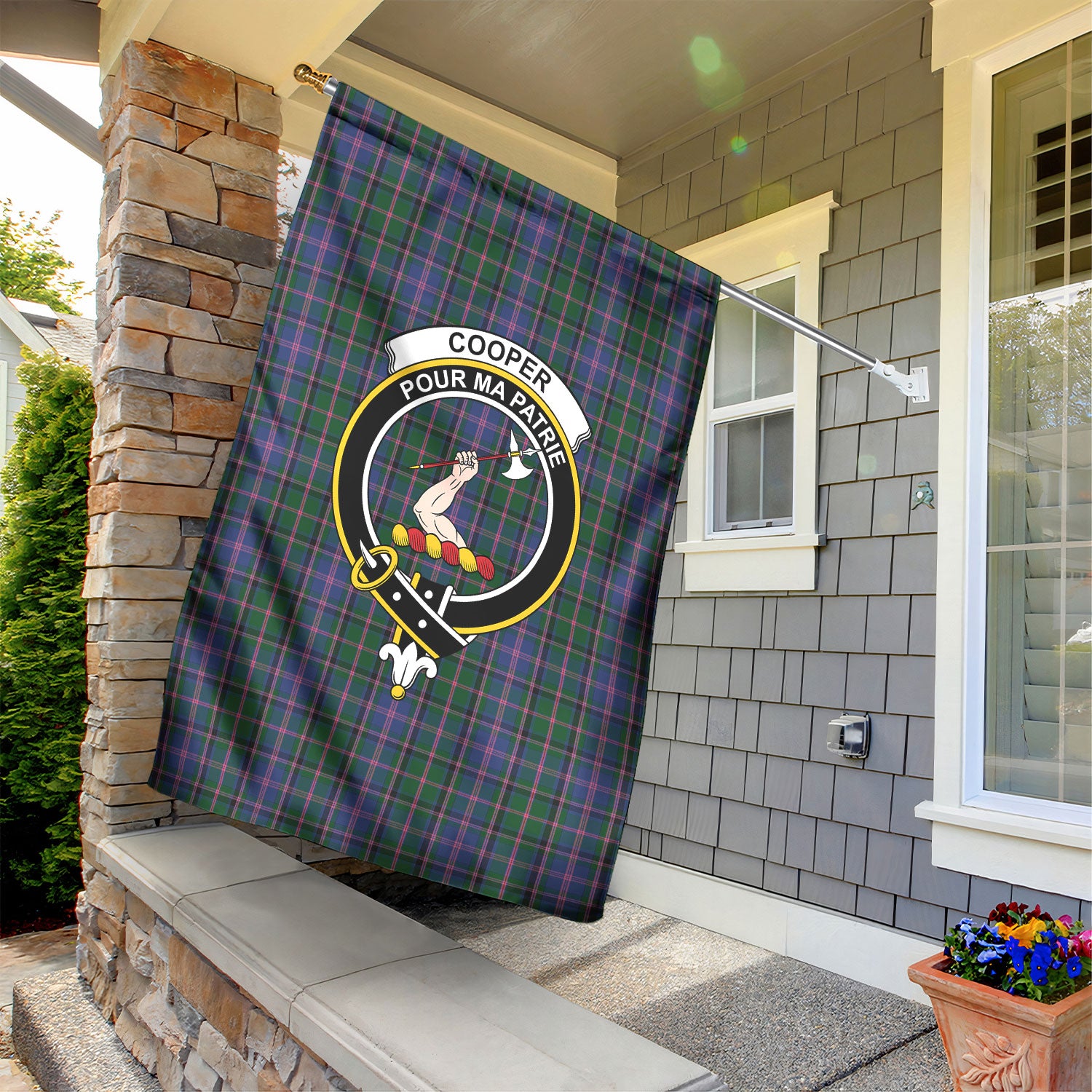 Cooper Tartan Crest Garden Flag