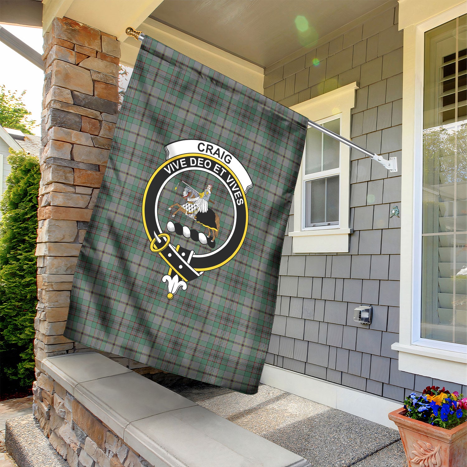 Craig Tartan Crest Garden Flag