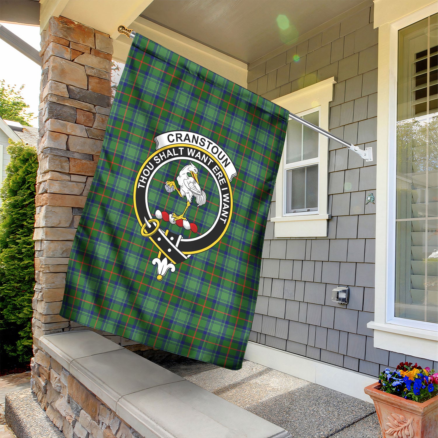 Cranstoun Tartan Crest Garden Flag