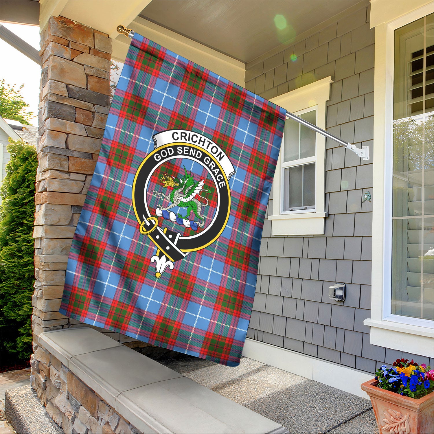 Crichton Tartan Crest Garden Flag