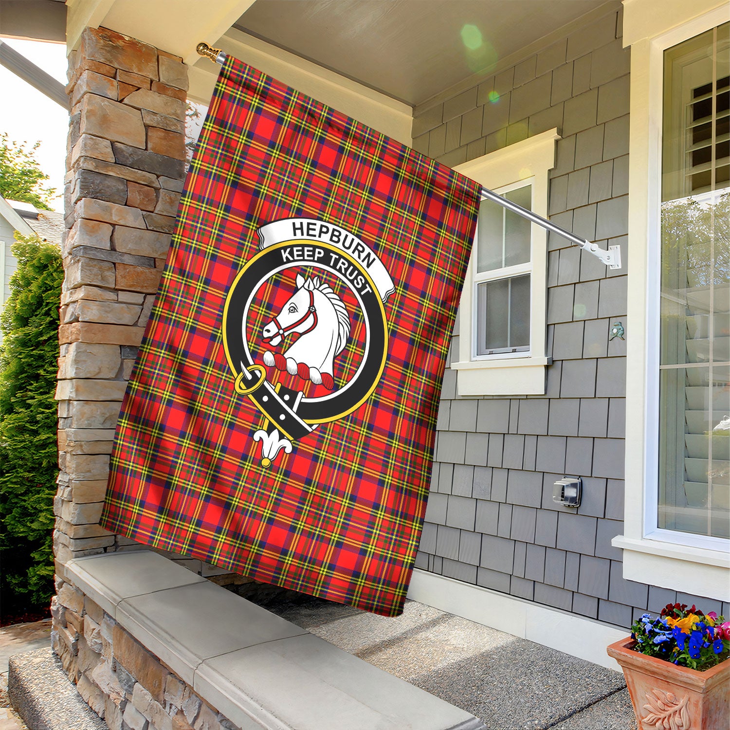 Hepburn Tartan Crest Garden Flag