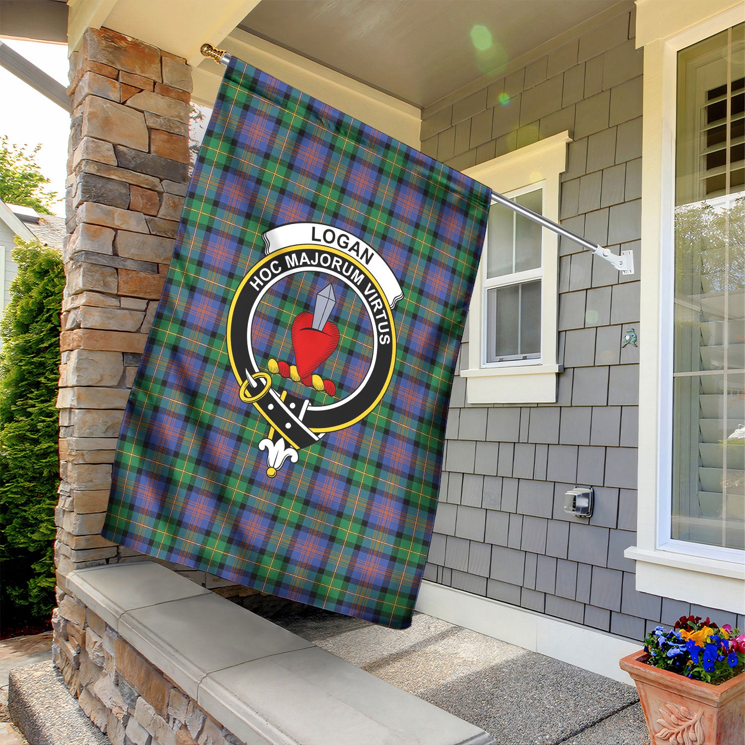 Logan Ancient Tartan Crest Garden Flag