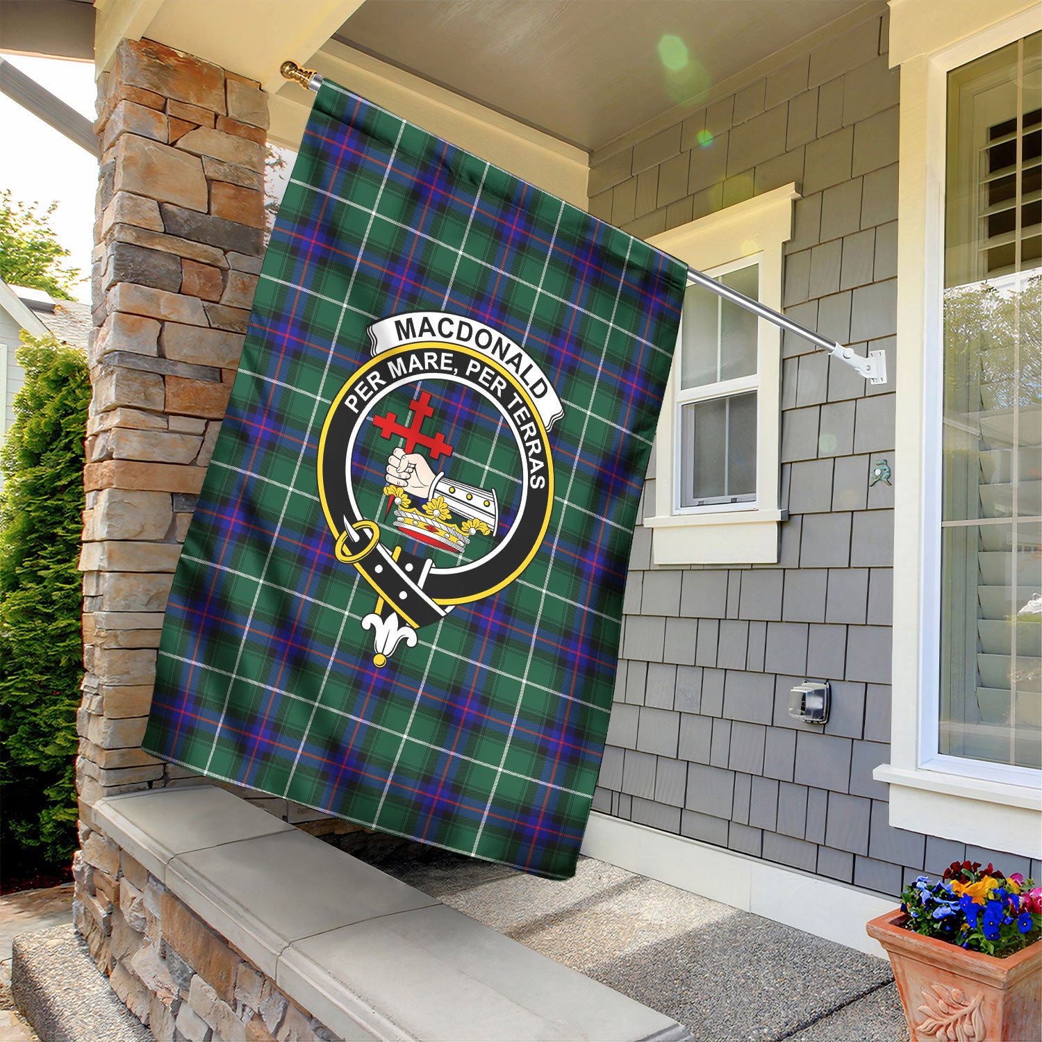 MacDonald of the Isles Hunting Modern Tartan Crest Garden Flag