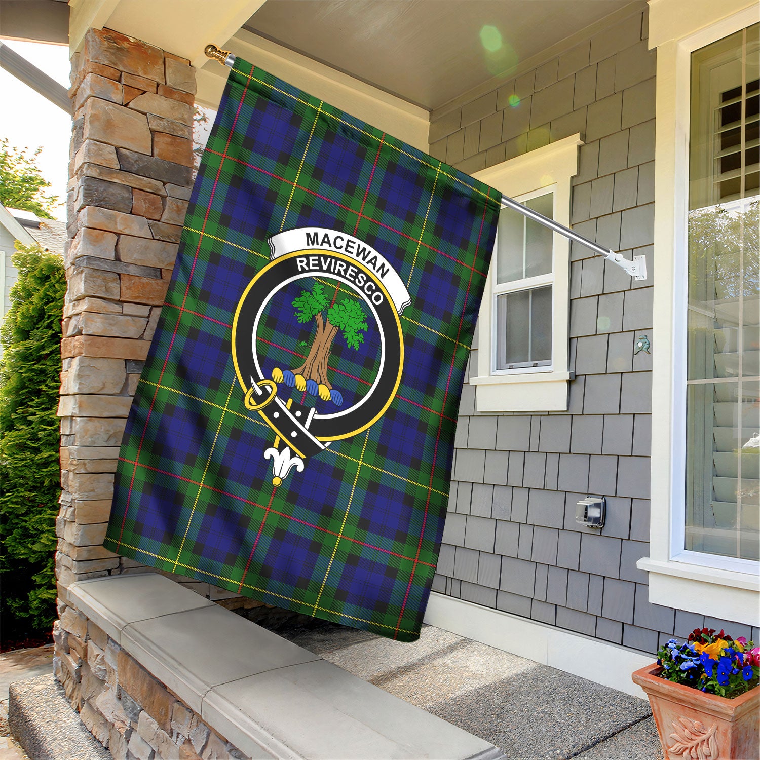 MacEwan Modern Tartan Crest Garden Flag
