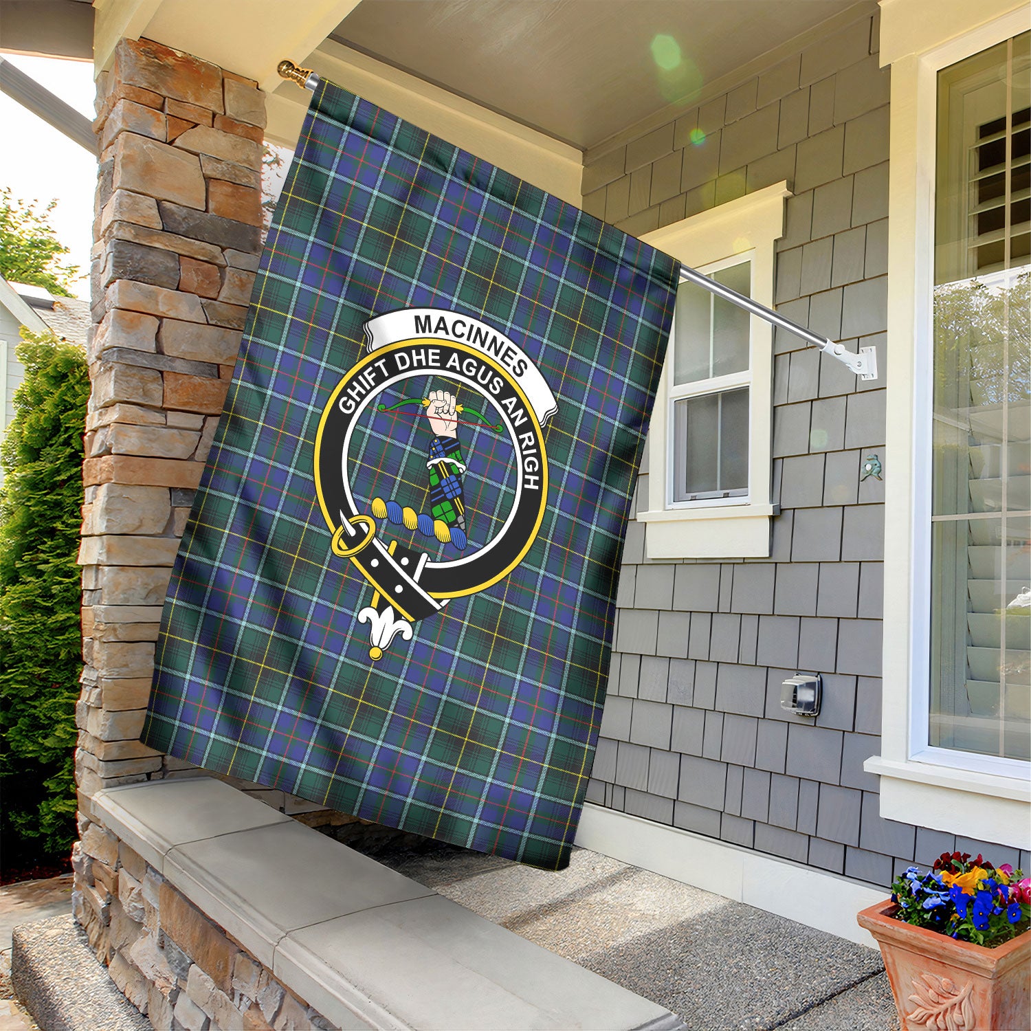 MacInnes Modern Tartan Crest Garden Flag