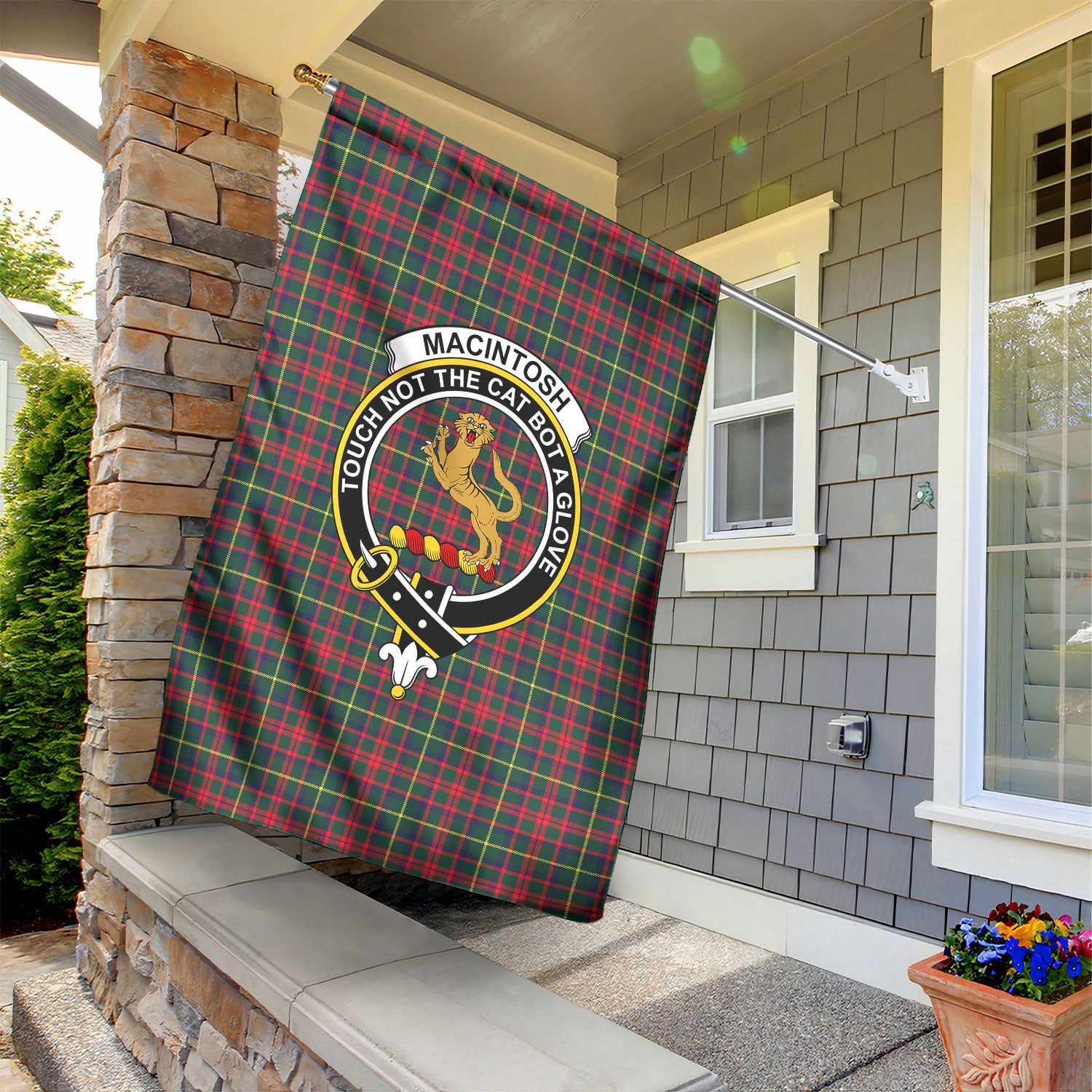 MacIntosh Hunting Modern Tartan Crest Garden Flag