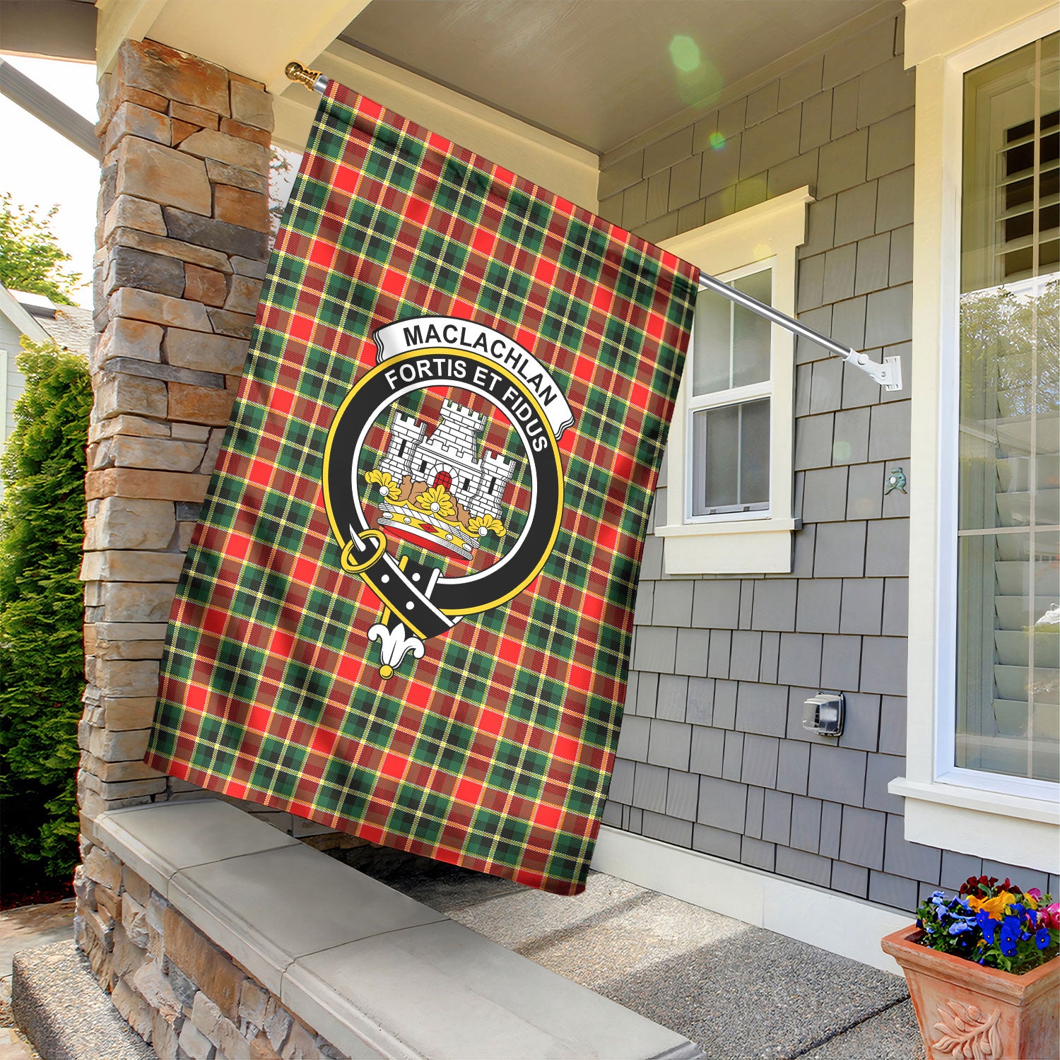 MacLachlan Hunting Modern Tartan Crest Garden Flag