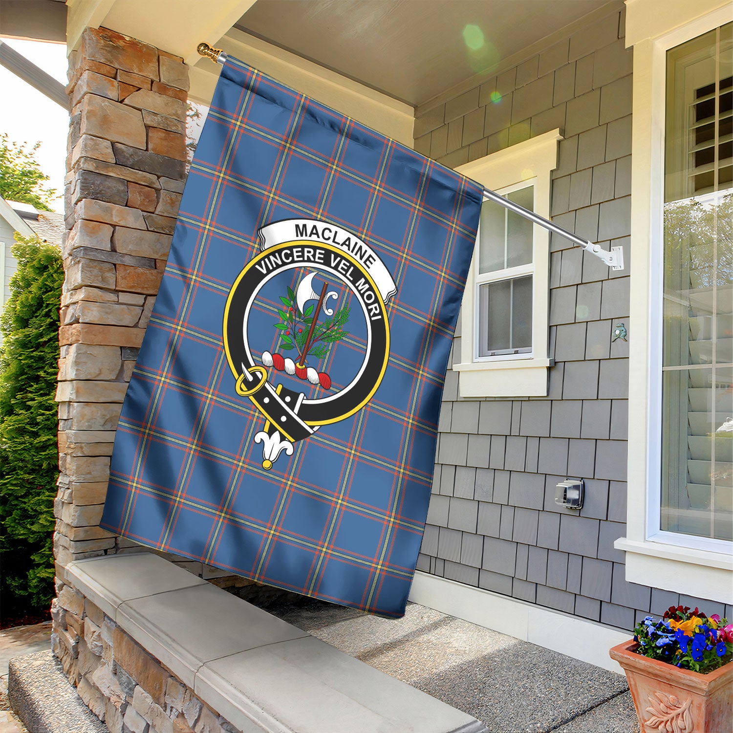 MacLaine of Loch Buie Hunting Ancient Tartan Crest Garden Flag