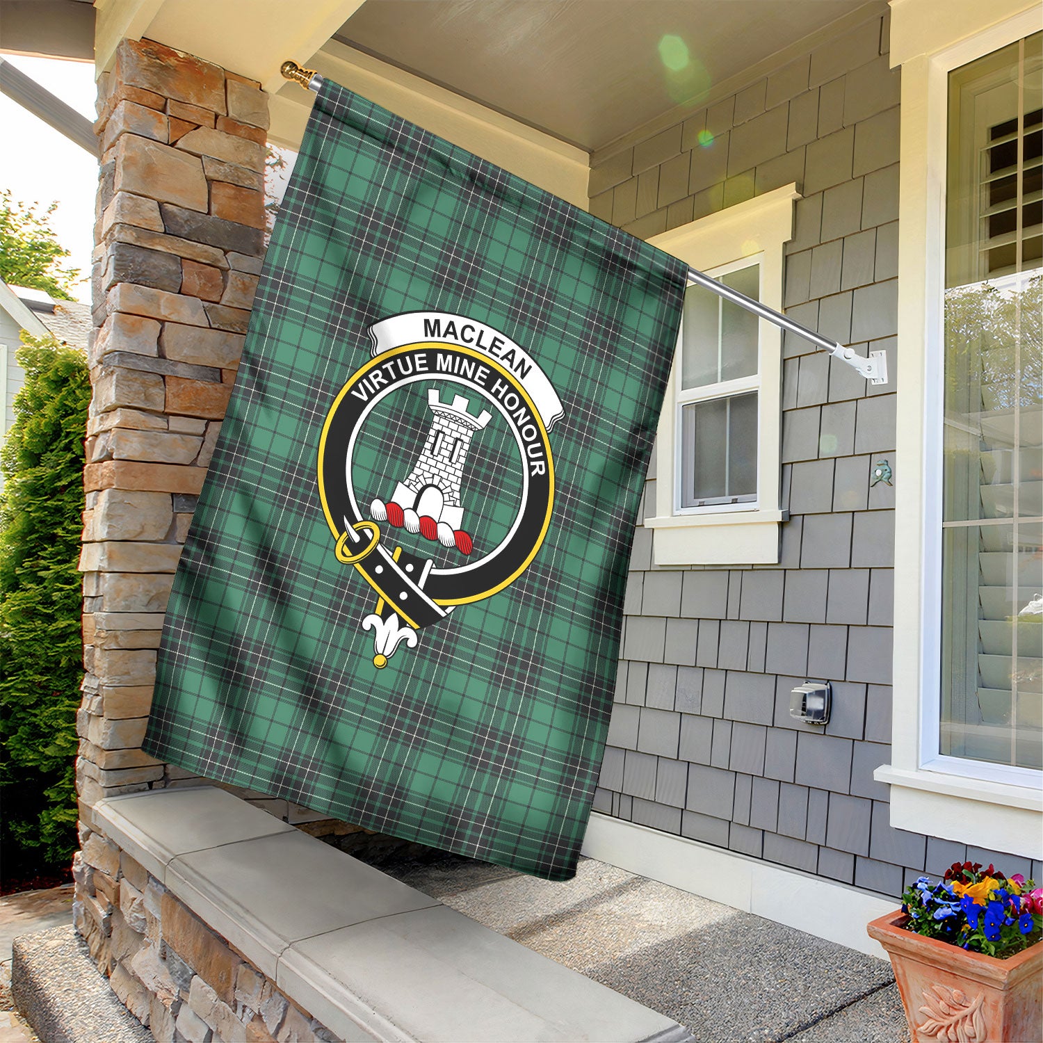 MacLean Hunting Ancient Tartan Crest Garden Flag