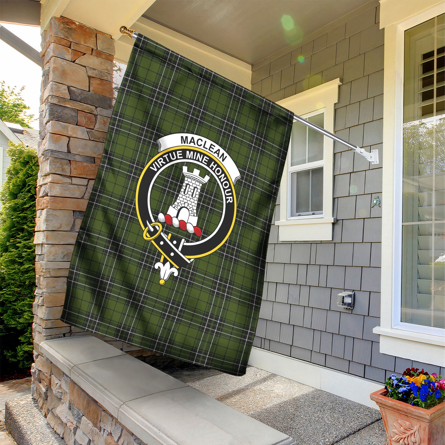 MacLean Hunting Tartan Crest Garden Flag