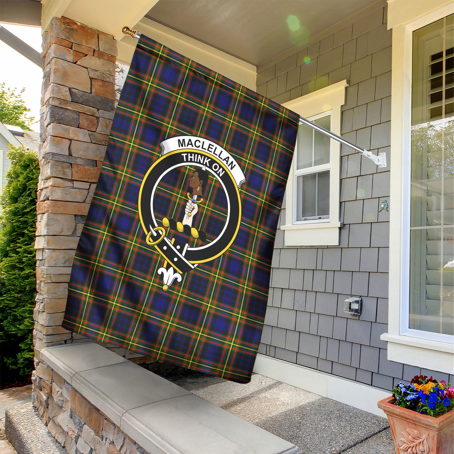 MacLellan Modern Tartan Crest Garden Flag