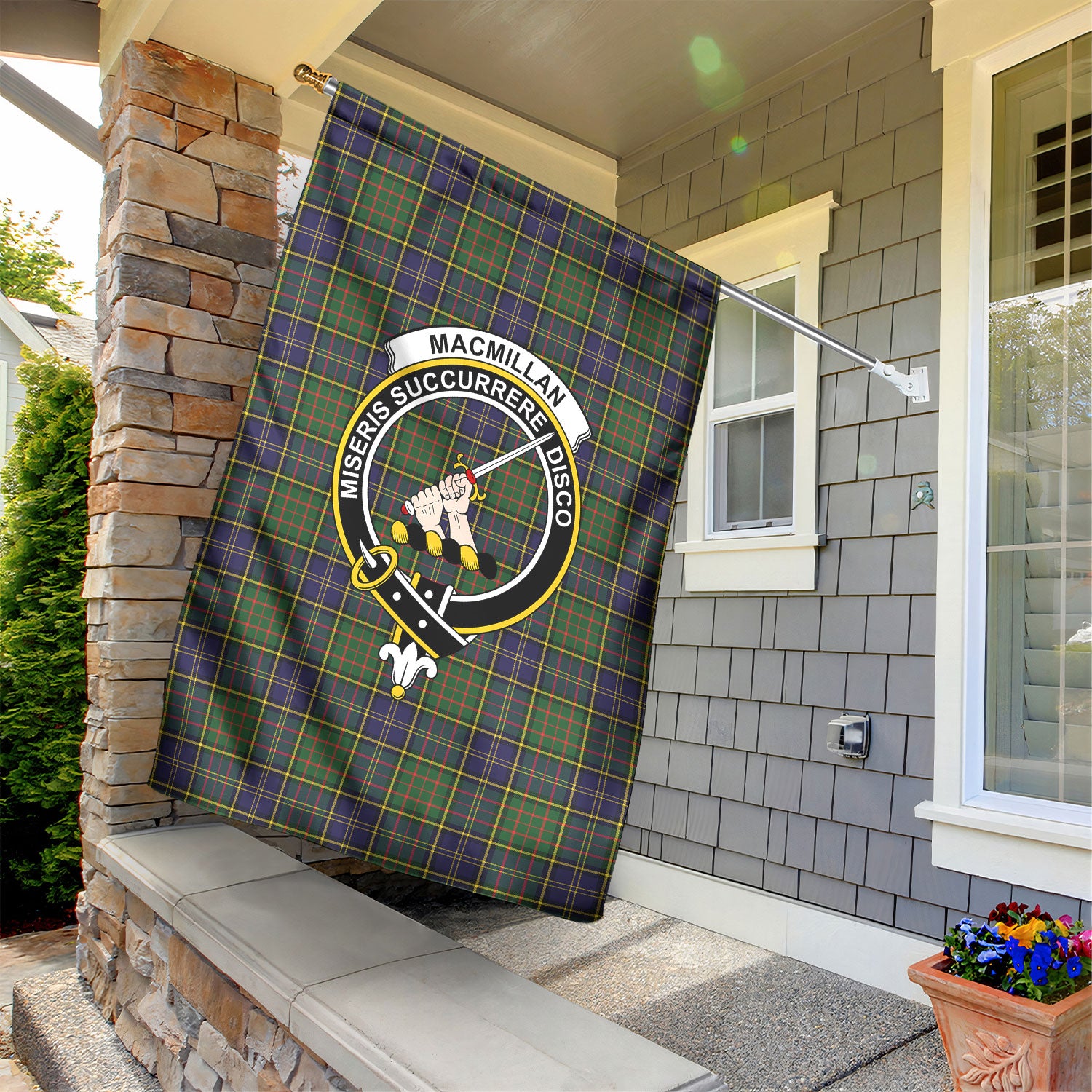 MacMillan Hunting Modern Tartan Crest Garden Flag
