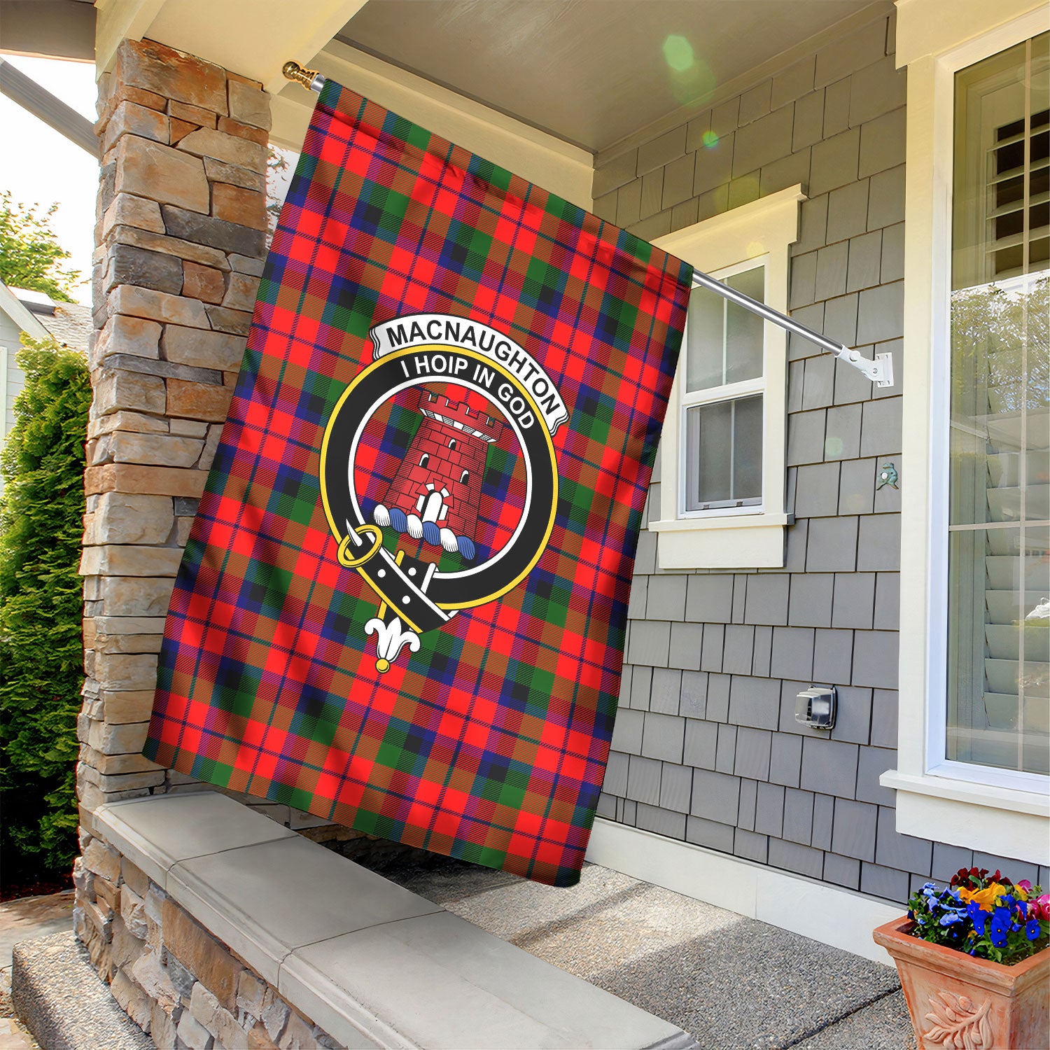 MacNaughton Modern Tartan Crest Garden Flag