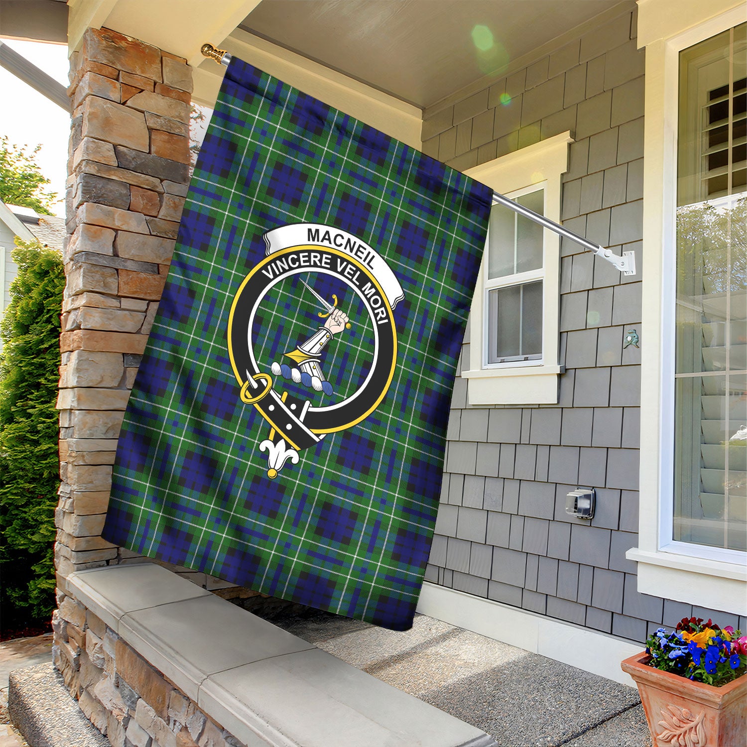 MacNeil of Colonsay Modern Tartan Crest Garden Flag