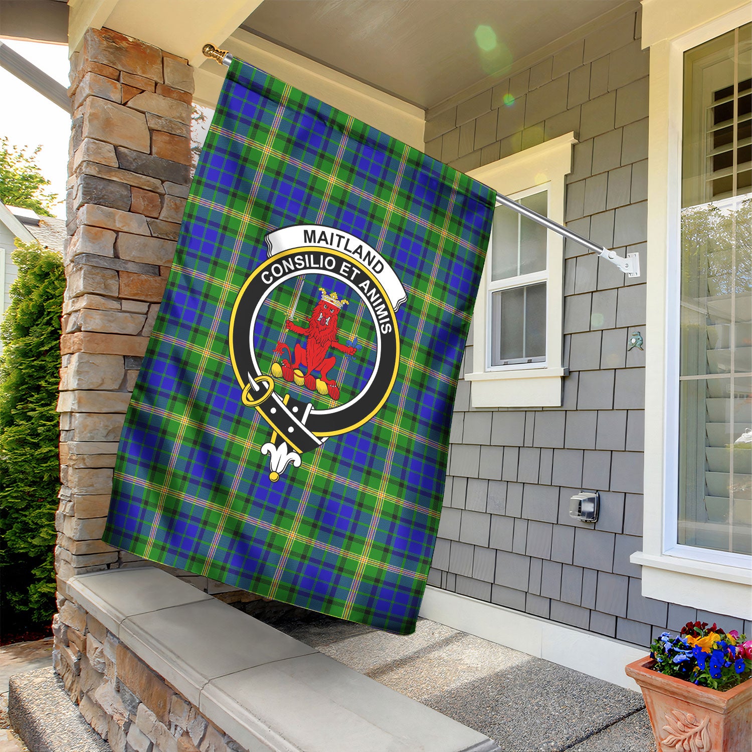 Maitland Tartan Crest Garden Flag