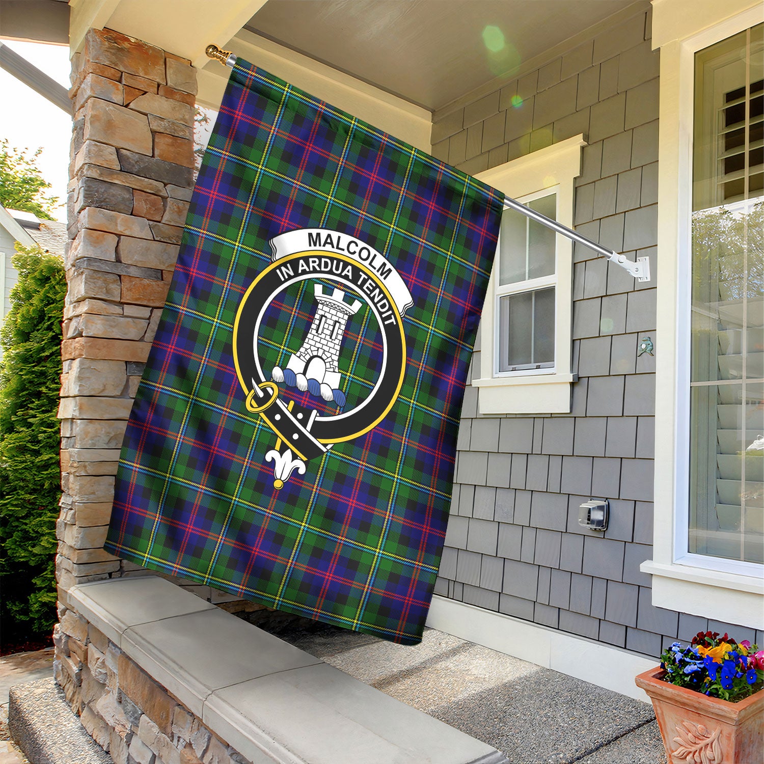 Malcolm (or MacCallum) Tartan Crest Garden Flag