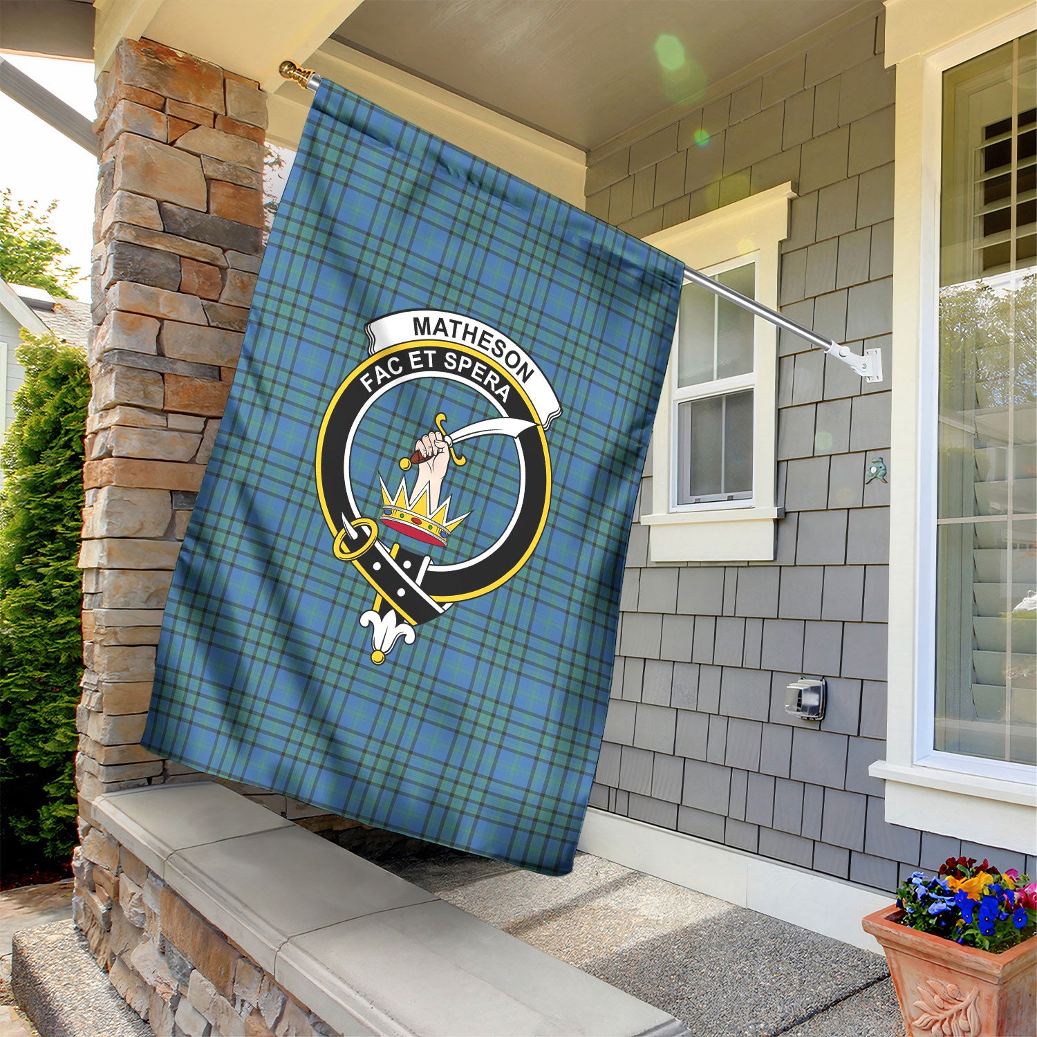 Matheson Hunting Ancient Tartan Crest Garden Flag