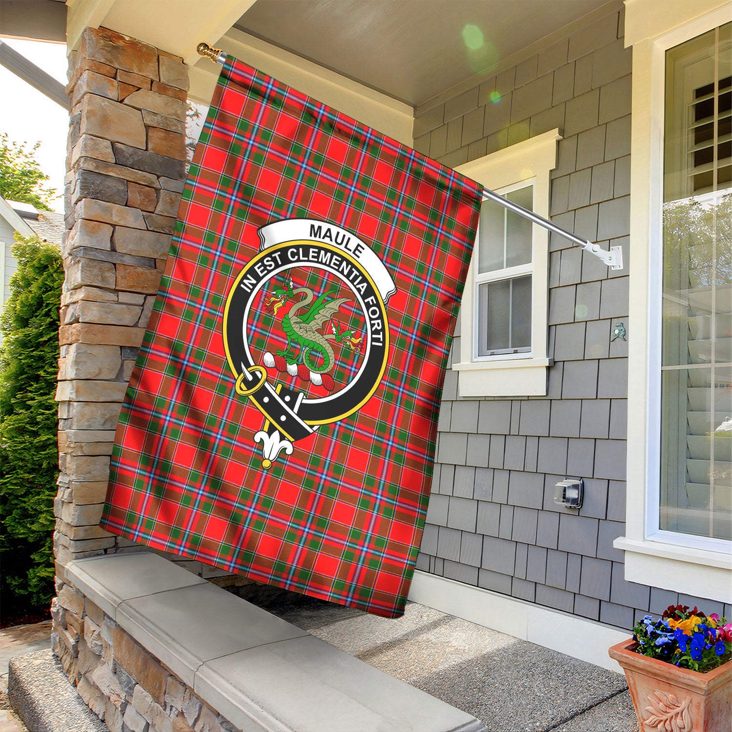 Maule Tartan Crest Garden Flag