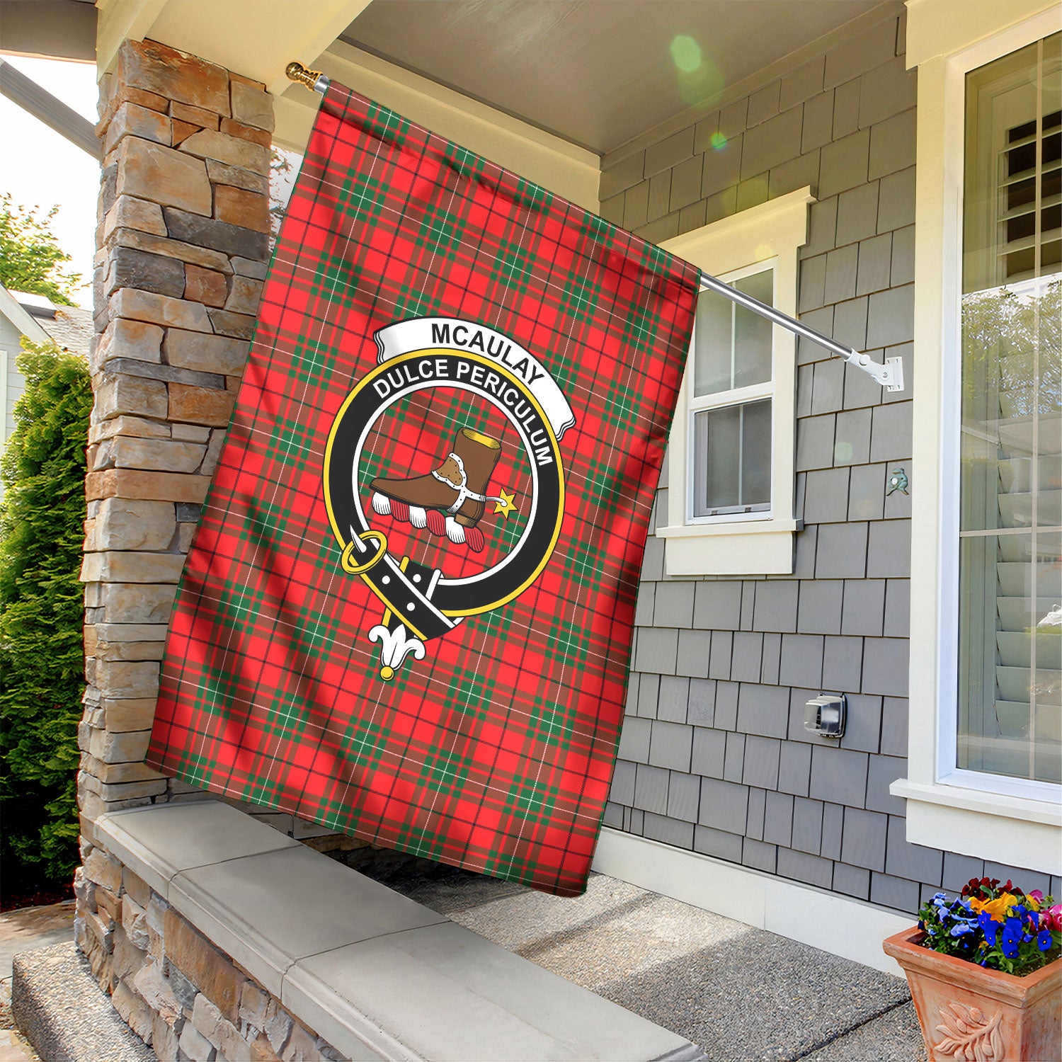 McAulay Modern Tartan Crest Garden Flag
