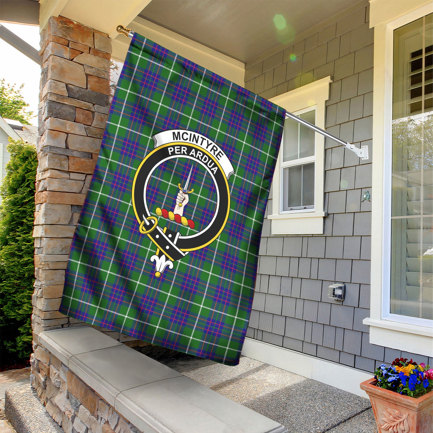 McIntyre Hunting Modern Tartan Crest Garden Flag
