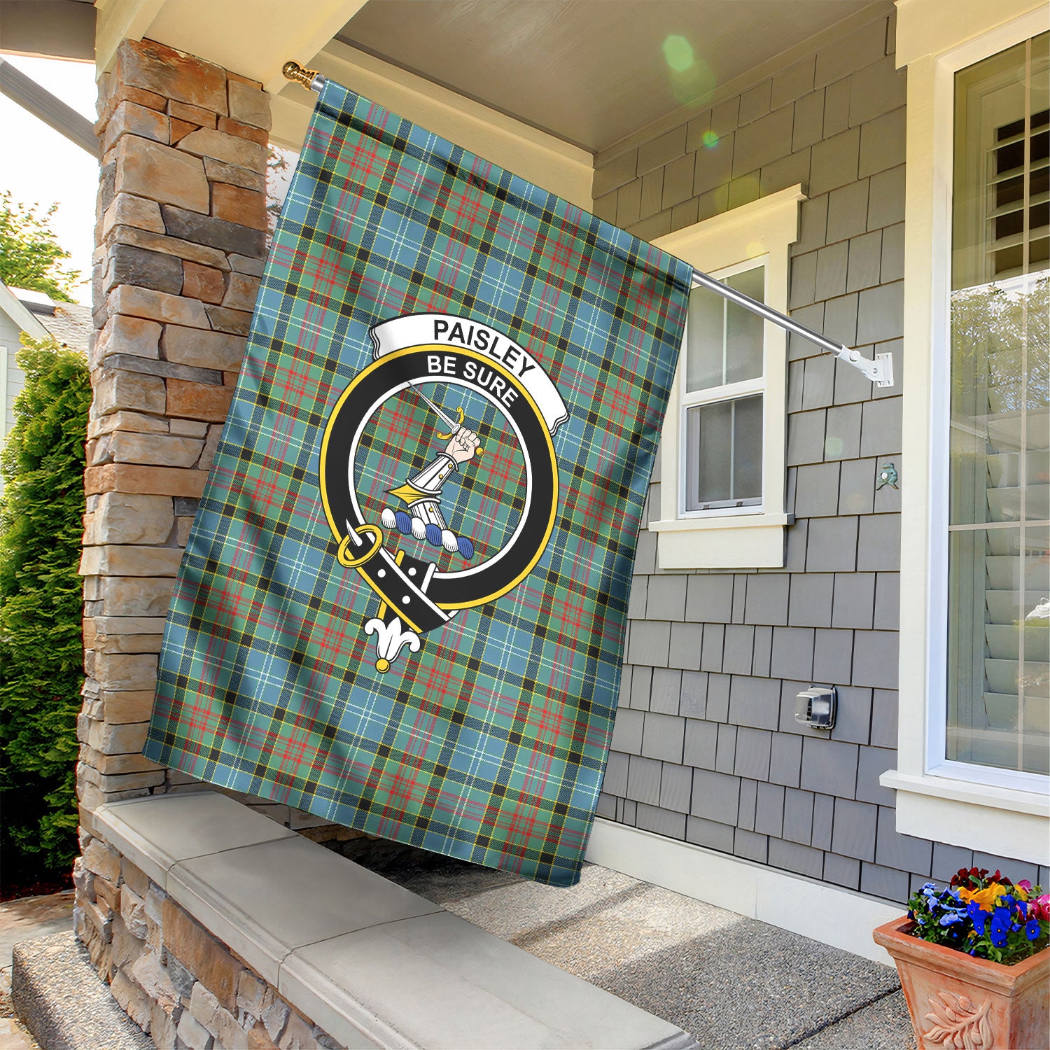 Paisley District Tartan Crest Garden Flag