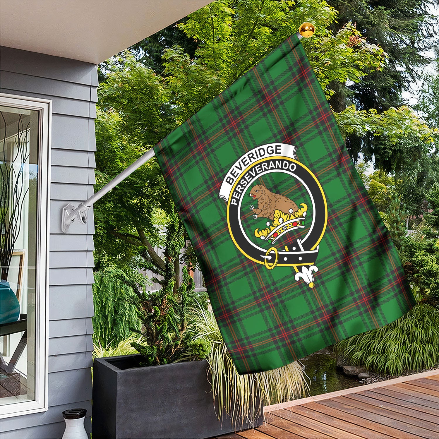 Beveridge Tartan Crest Garden Flag