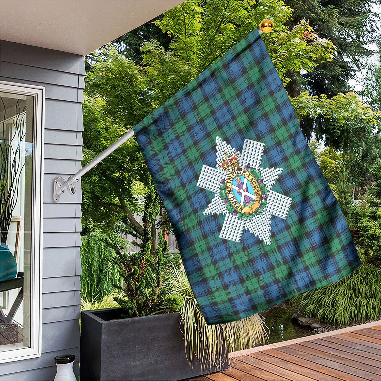Black Watch Ancient Tartan Crest Garden Flag