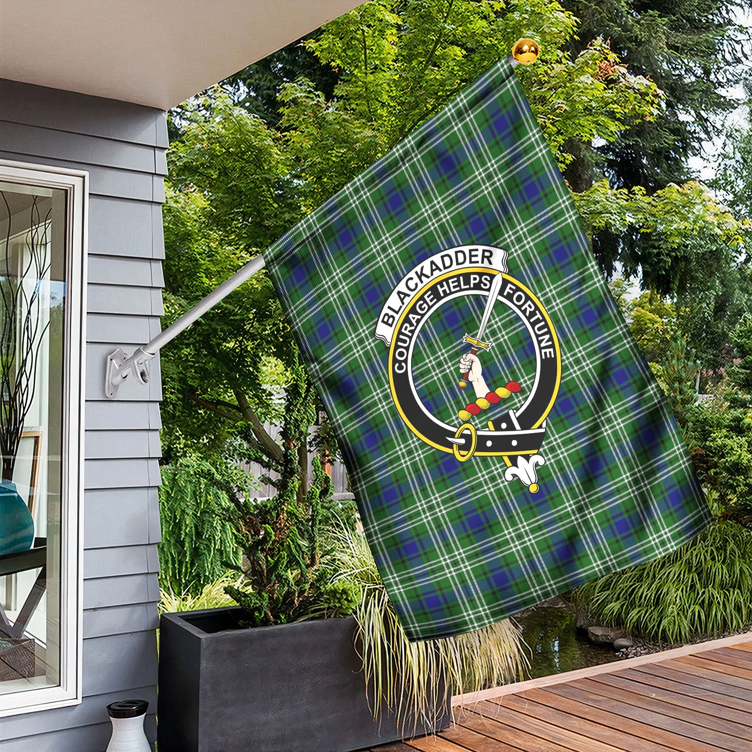 Blackadder Tartan Crest Garden Flag