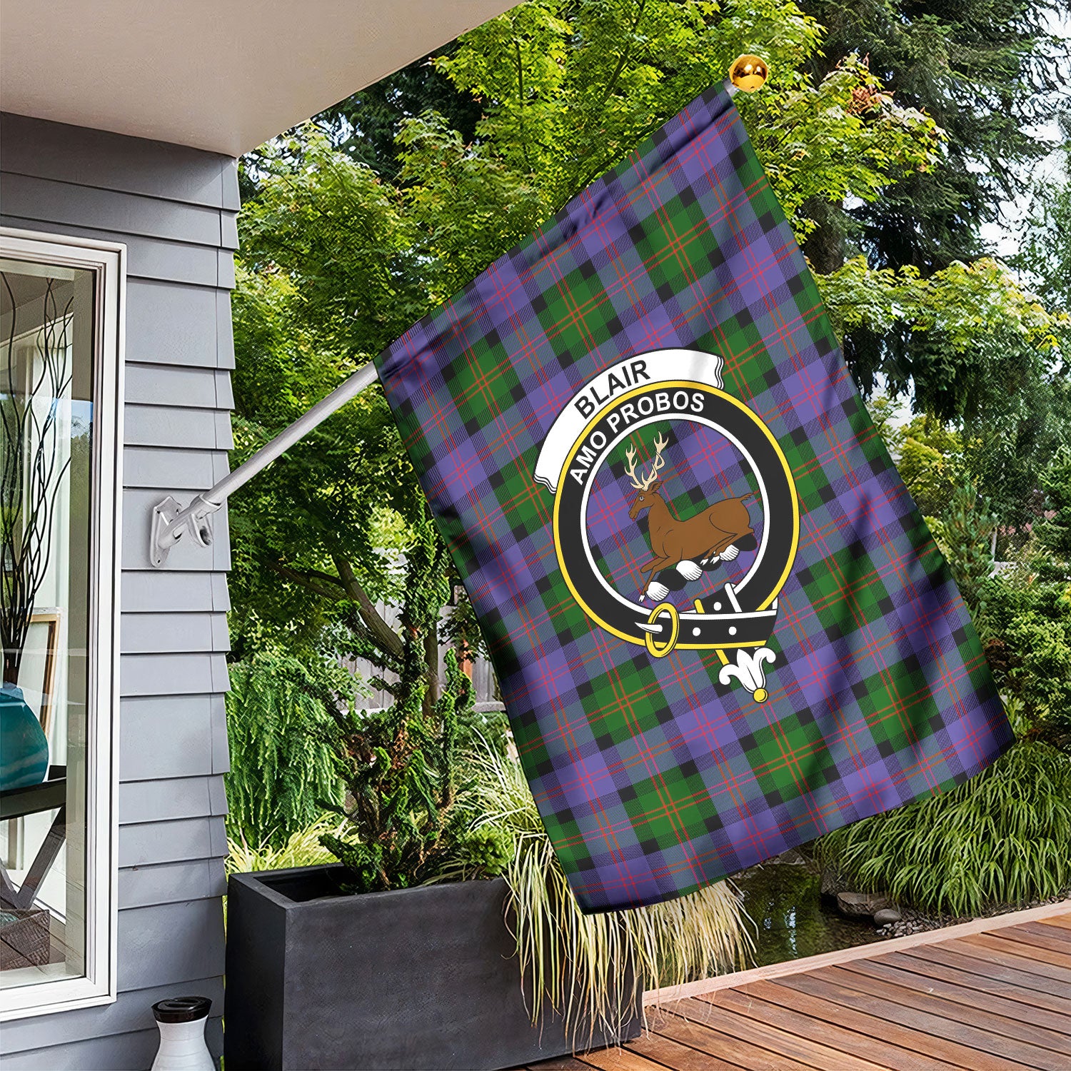 Blair Modern Tartan Crest Garden Flag